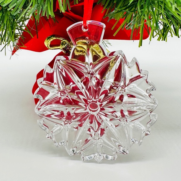 WATERFORD CRYSTAL Christmas Holiday Snowflake Ornament 4" x 3.5" With Box - Picture 1 of 16